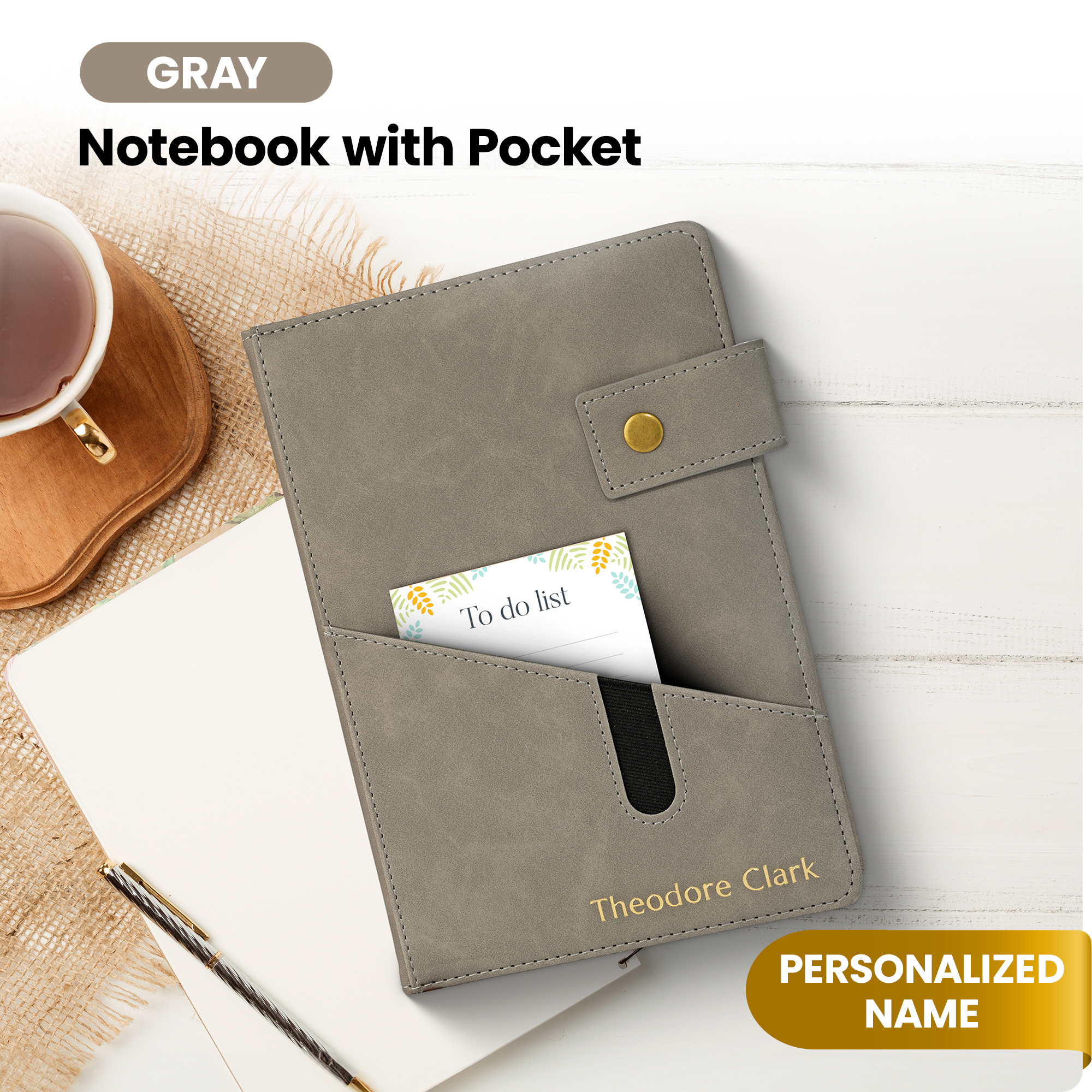 Custom Journal with Pocket (Gray)